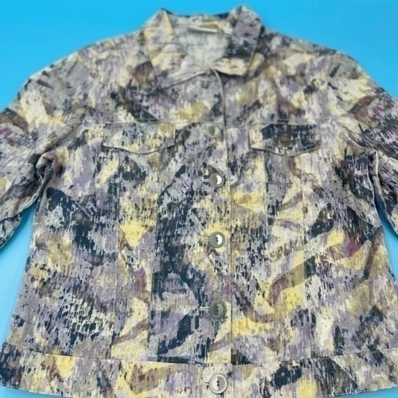 CHICOS Splash Print Denim Jacket - Picture 3 of 4